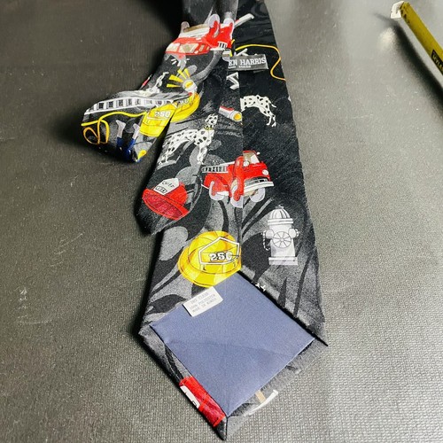 Steven Harris Hand Made Tie Fireman Firetruck Theme Men’s Necktie Firefighting - Picture 6 of 7