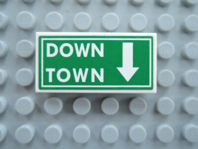 Lego 1 x Fliese 87079pb0057  2x4 weiß Sticker Down Town 8197