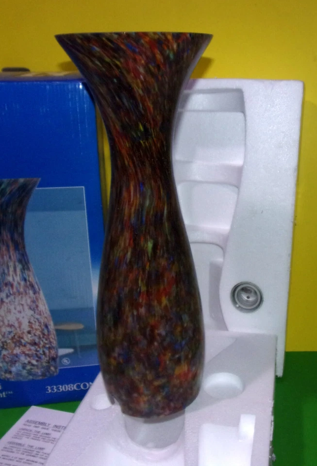 Jarrón de confeti multicolor Kenroy Modeli vidrio artístico soplado claro 15" 60 vatios LÁMPARA Foto 3 de 4