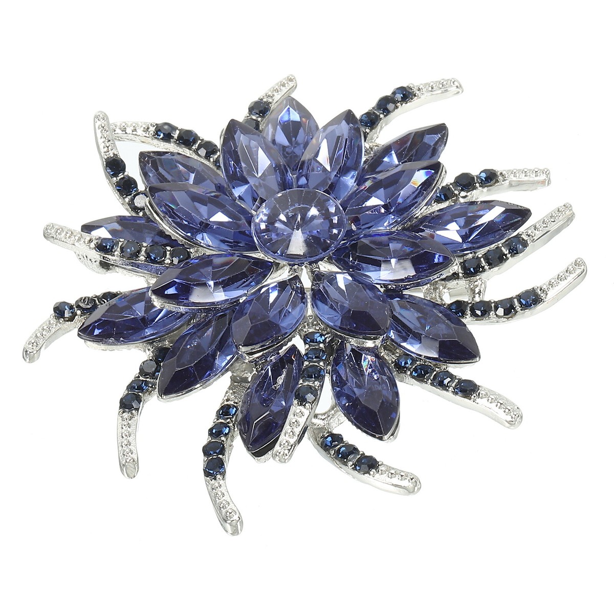 Rhinestone Flower Brooch Pin Vintage Crystal Flower Lapel Pin Ink Blue eBay