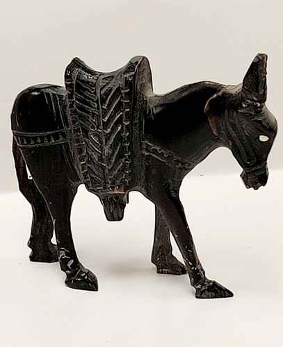 Vintage Esel Figur aus schwarzem Stein - handgeschnitzt - Bild 1 von 9