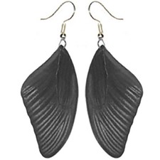 Papilio rumanzovia forewing black preserved butterfly wing earrings