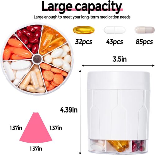 Extra Large Supplement Organizer Pill Dispenser 7 Compartments & 21 Pcs Labels - Picture 2 of 6