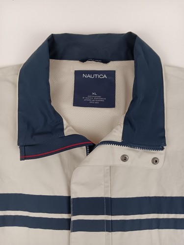 Chaqueta ligera de nailon de algodón Nautica talla XL para hombre color tostado con ribete azul  - Imagen 4 de 14