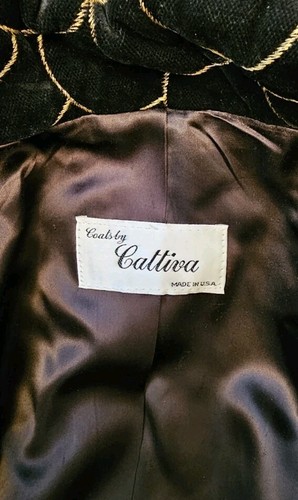 Vintage Coats By Cattiva JL DeBall Black Velvet 100% Cotton Women's Sz Medium - Picture 5 of 10