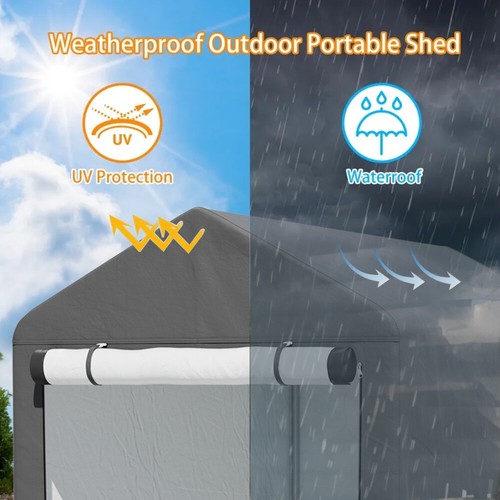 5x7ft Garden Shed Storage Shelter Bicycle Tent Bike Log Store Equipment Cover - Picture 4 of 14