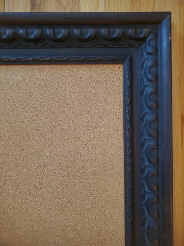 Ornately Carved Wooden Bulletin Message Board Cork Back Repurposed Mirror Frame - Picture 11 of 24