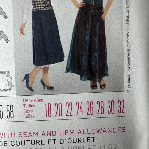 Burda Pattern 7326 Sz 18-32 German Fest Bavarian Folklore Oktoberfest Dress - Picture 3 of 7