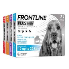 FREE Royal Mail Service -Frontline Plus Flea & Tick- M Dogs - 3 Pipettes
