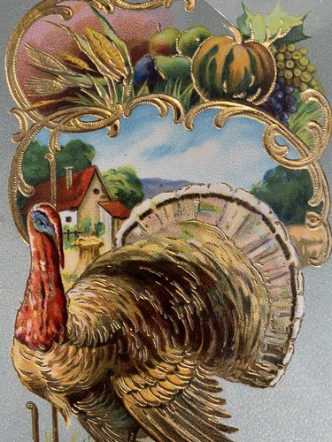 Beautiful Turkey Farm Antique Thanksgiving Vintage Gel Coated Gold Postcard! - Picture 2 of 3