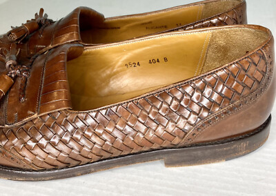 Mezlan Alicante Woven Leather Tassel Loafers Men\'s 10 M Brown Wingtip LKNU Spain Mezlan Alicante Brown Leather Kiltie Tassel Woven Loafers  main image 2