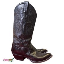 Tony Lama Vintage Black Lizard Skin Leather Cowboy Boots Men 8 D Style 8843