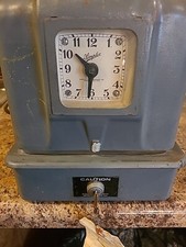 vintage simplex time clock Recorder W/ Key Works 