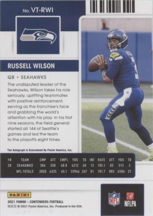 2021 Panini Contenders Russell Wilson #VT-RWI