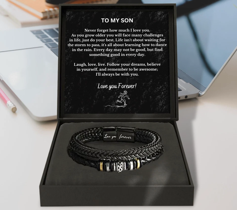 Pulsera Regalo Para Mi Hijo para Hijo Amor de Mamá, Papá Para Siempre Cumpleaños, Graduación Foto 2 de 4