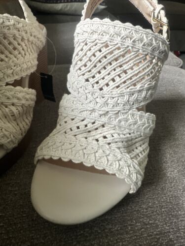 Torrid Crochet Cage Wedge Heels Womens 10.5 Wide Sandals Tan Platform Shoes - Picture 3 of 15