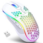 Kabellose Gaming Maus LED Zocken Design für PC Laptop Licht Beleuchtung Weiß 