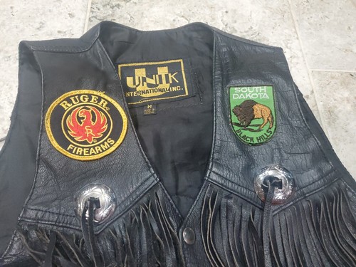 AMAZING UNIK PERSONALIZED MOTORCYCLE VEST MEN'S SIZE MEDIUM WITH GREAT PATCHES!! - Picture 4 of 11