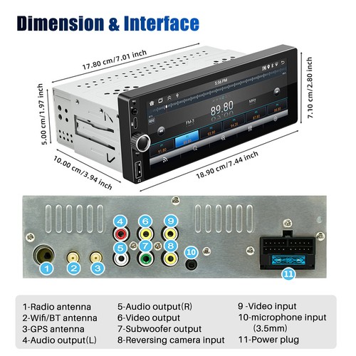 Carplay Single 1 Din Android 14 Car Stereo Radio Touch Screen GPS WIFI BT 2G+32G - Picture 13 of 14