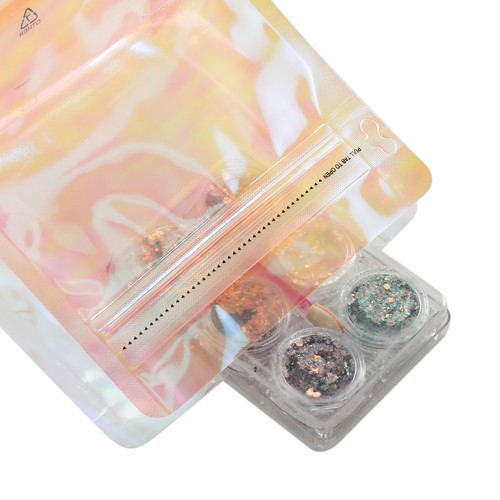 50 Bags Pink Iridescent Stand Up Beauty Salt with Pull Tab Lock Side Gusset Bags - Picture 3 of 8