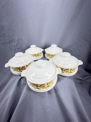Vintage Capri Bake Serve N Store Stoneware Individual Casserole Dishes Set of 5 - Picture 1 of 9