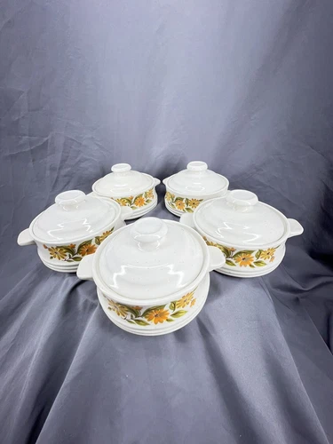 Vintage Capri Bake Serve N Store Stoneware Individual Casserole Dishes Set of 5