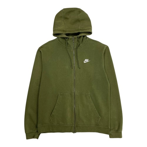 Nike Full Zip Hoodie Khaki Green Men’s Medium Long Sleeve Jacket Swoosh M
