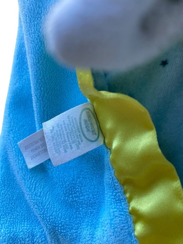 Goodnight Moon Baby Lovey Security Blanket Plush Yellow Satin Trim Blue 16x16” - Picture 4 of 6