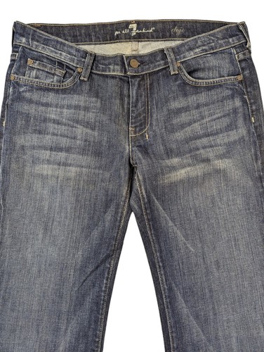 7 For All Mankind Dojo Woman's 32 X 30 Blue Medium Wash 22" Flare Denim Jeans - Picture 5 of 15