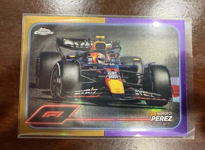 2024 Topps Chrome Formula 1 Purple Green Refractor Sergio Perez #148 Red Bull