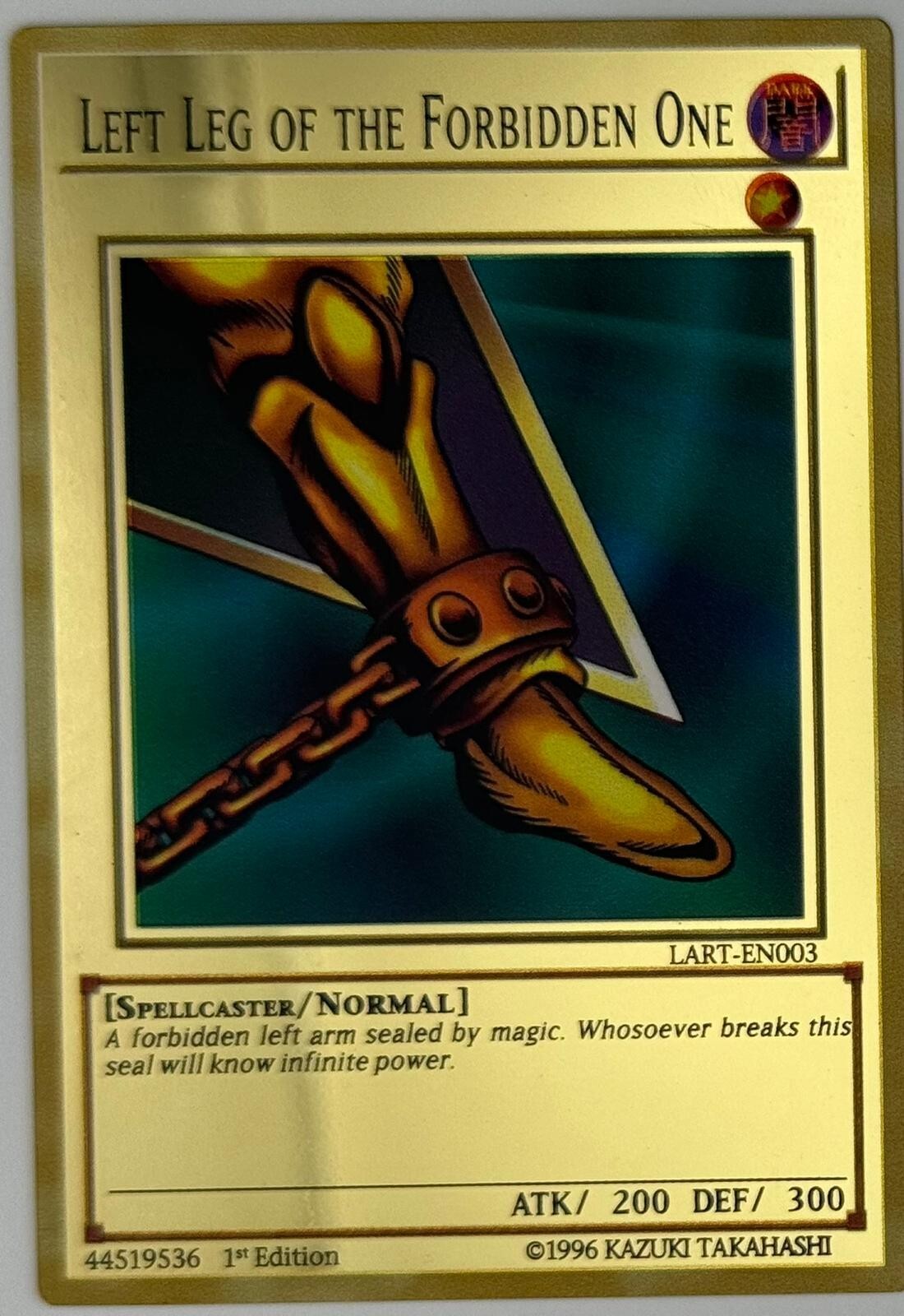 Left Leg Of The Forbidden One LART-EN004 Gold Metal YuGiOh Card
