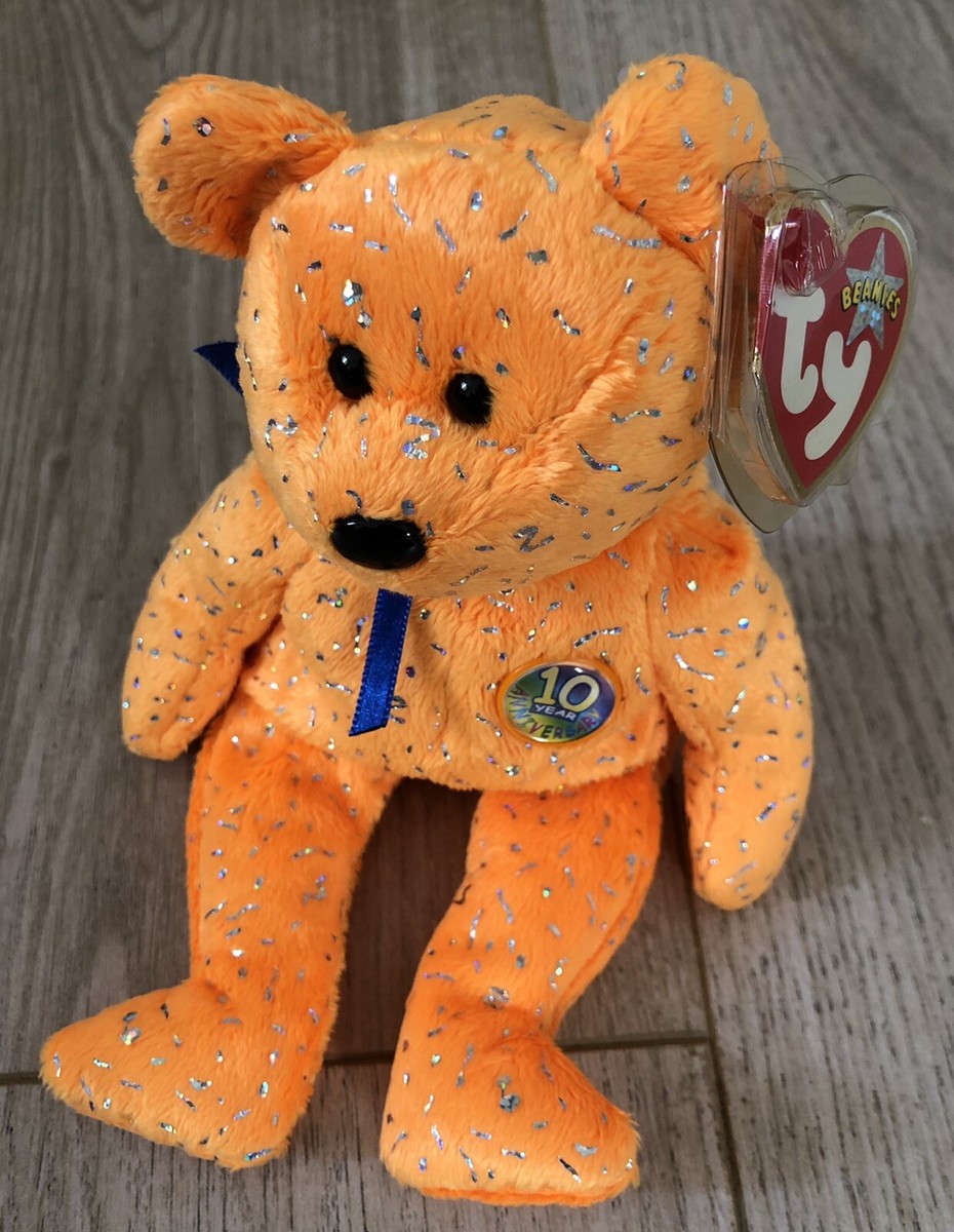 TY BEANIE Baby DECADE the 10 Year Anniversary BEAR Retired MWT Soft Toy  2003