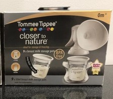 9 Pack Tommee Tippee Closer to Nature Breast Milk Storage Pots With Lids 50ml