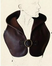 Vintage Medieval Headgear Leather Cloak Vest Cloak Hooded Sleeveless Sleeveless