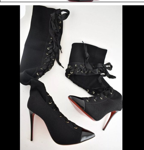 Louboutin Frenchie 100 Black Knit Boot 