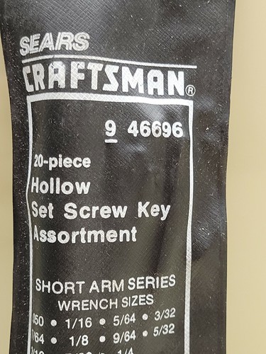 Craftsman 20 pc Hollow Set Screw Key Assortment Wrench 46696 USA - Picture 5 of 5