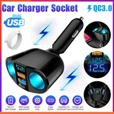 Outlet 12V Dual USB Car Cigarette Lighter Socket Splitter Power Adapter Charger