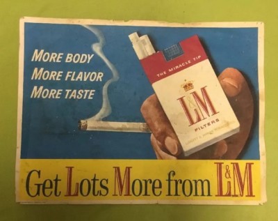 VTG ~ L&M Cigarette ~ Advertising Poster ~ Heavy Paper