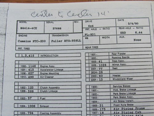 c 1980 Crane Carrier Company Model M4414-4CX Custom Truck Parts Manual - Bild 2 von 7