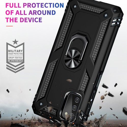 For Samsung Galaxy A03S Case Ring Stand Shockproof+Tempered Glass Protector - Picture 9 of 25