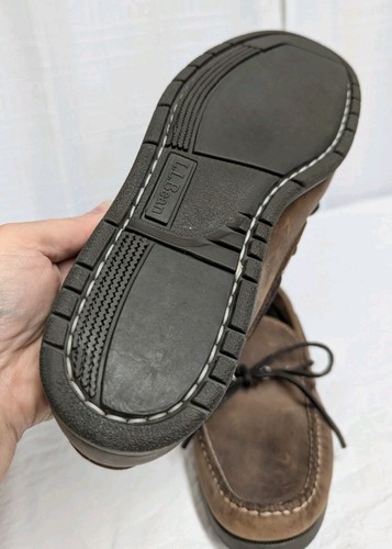 LL Bean Handgenäht Camp Mokassins Herren Größe 7D Kaktus Braun Leder Bootsschuhe Halbschuhe - Bild 7 von 17