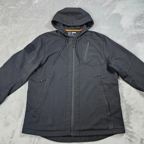 5.11 Tactical Rappel Jacket Mens Large Black Softshell Hooded Full Zip CCW video thumbnail