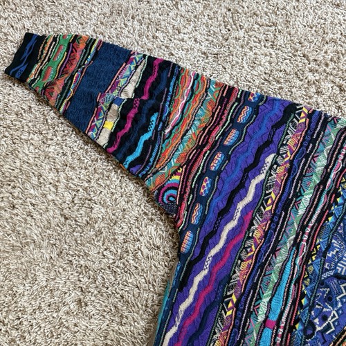 VTG Coogi Australia Cotton Sweater Size L 3D Biggie Smalls Cosby Multicolor WILD - Picture 11 of 15