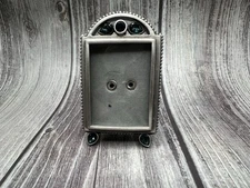 Vintage Noble Excellence Jeweled Mini Picture Frame Pewter Tone W/ Blue Gems