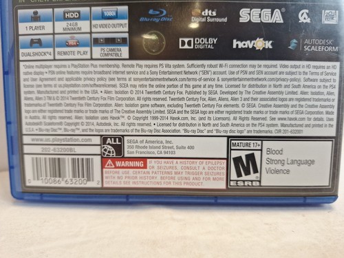 Alien: Isolation (Sony PlayStation 4, 2014) Complete With Insert Tested/Working - Picture 9 of 9