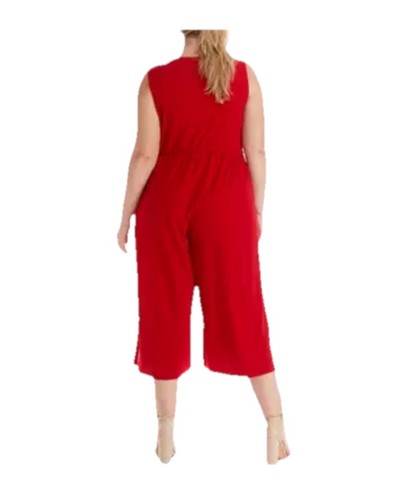 ROBBIE BEE Cropped-Overall Übergröße Surplice seitlich zum Binden ROT Größe 2X - Bild 3 von 6