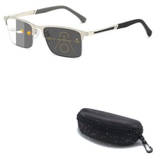 Transition Photochromic Multifocus Reading Glasses Half Metal Frame Eyeglasses