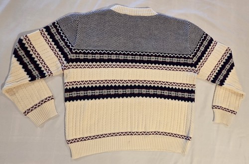 Vtg Men's 90s Rob Winter Fair Isle Style Large Sweater Multicolor Cream Navy - Picture 5 of 8