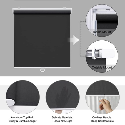 Cordless Roller Shades for Windows Light Filtering Shades with 5% Openness So... - Picture 4 of 7