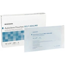 McKesson Sterilization Pouch Transparent Blue White 12 x 15" Self Seal 1000 Ct